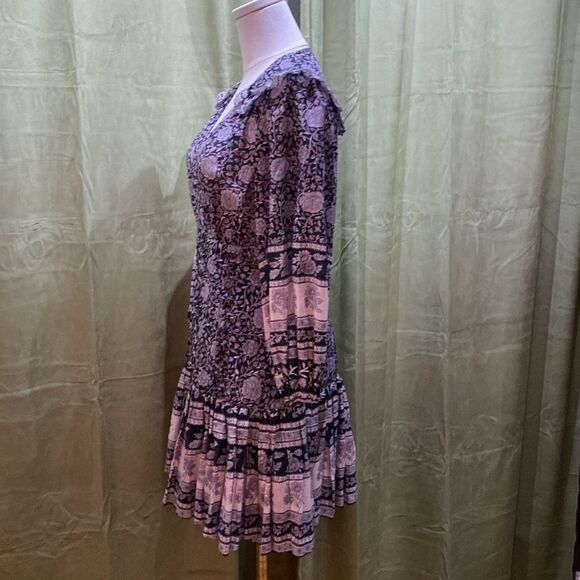 Zimmermann Purple and Pink Fit and Flare Dress with Bishop Sleeves, US4 - Picture 6 of 9